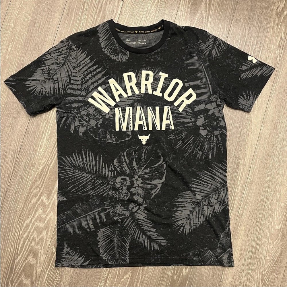 Under Armour Project Rock Shirt Mens Small Black Gray Loose Heatgear Gym Adult